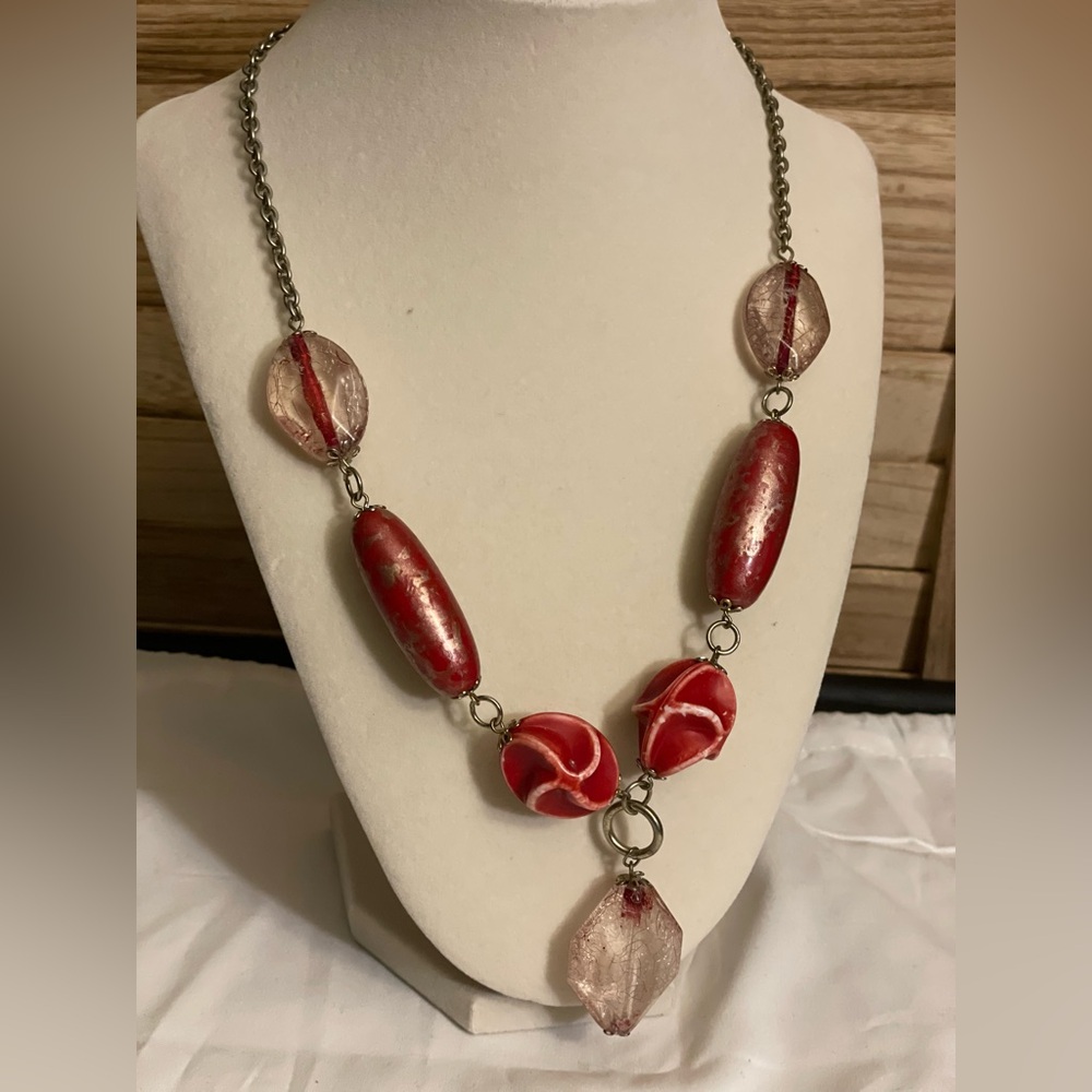 Elegant Red and Silver Necklace